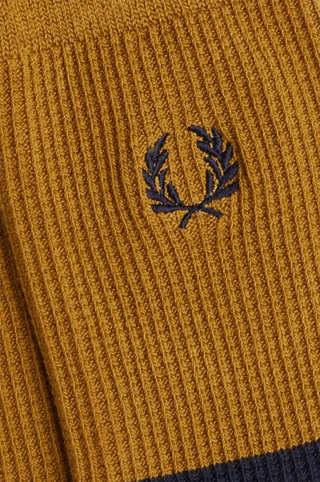 Men Waffle Knit Socks Dark Caramelnavy Fred Perry Accessories