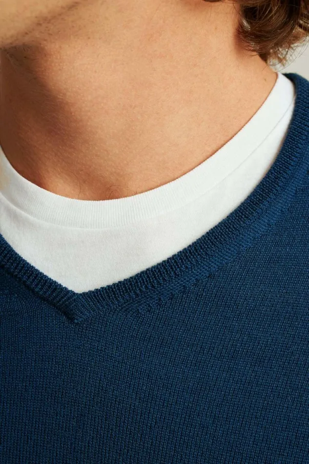 Men Washable Merino VNeck Sweater Navy Bonobos Crew and VNeck Sweaters