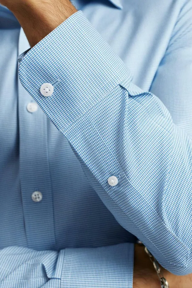 Men Weekday Warrior Dress Shirt Bright Blue Puppytooth Bonobos Business Casual Shirts