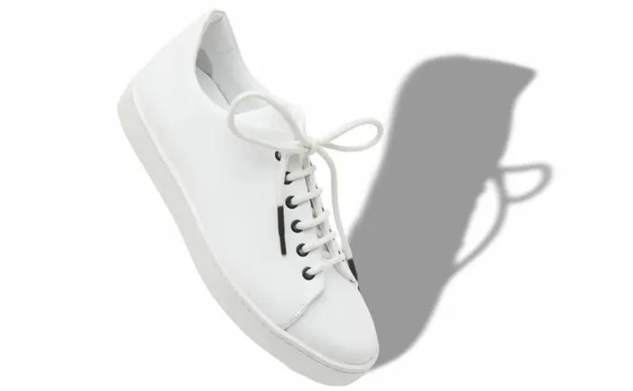 Men White Calf Leather Low Cut Sneakers Manolo Blahnik Gifts For Him