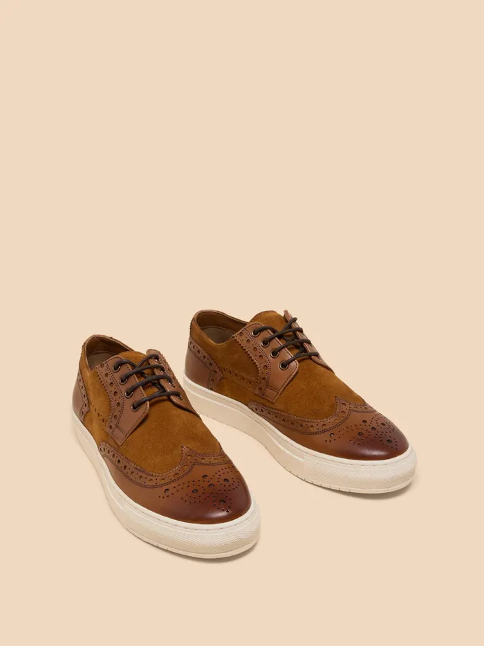 Men White Stuff Footwear Benny Brogue Leather Trainer Men White Stuff Footwear Benny Brogue Leather Trainer