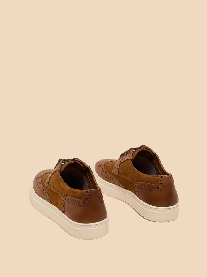 Men White Stuff Footwear Benny Brogue Leather Trainer Men White Stuff Footwear Benny Brogue Leather Trainer