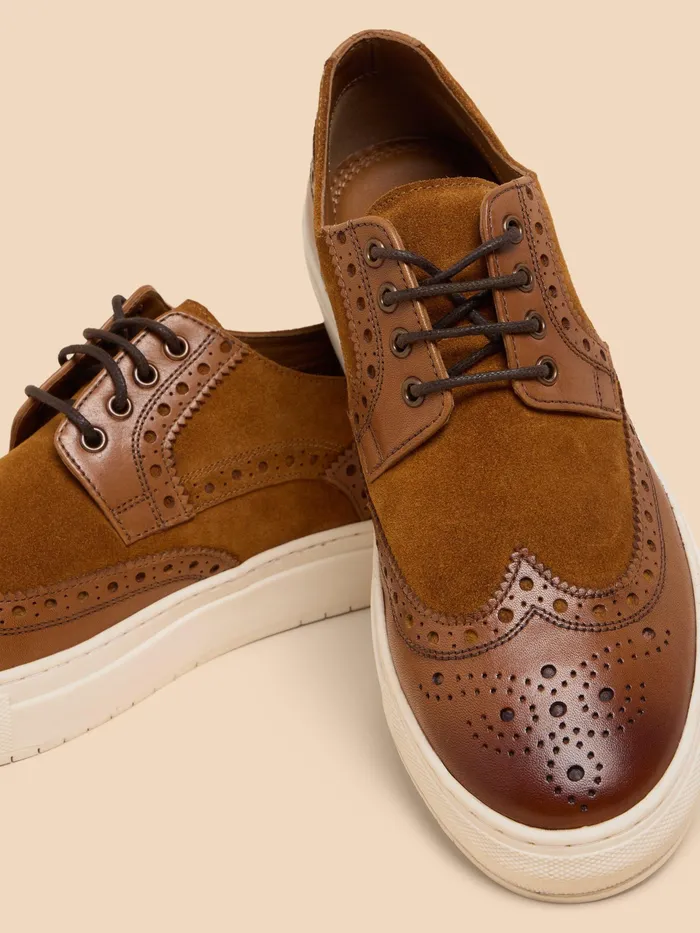 Men White Stuff Footwear Benny Brogue Leather Trainer Men White Stuff Footwear Benny Brogue Leather Trainer