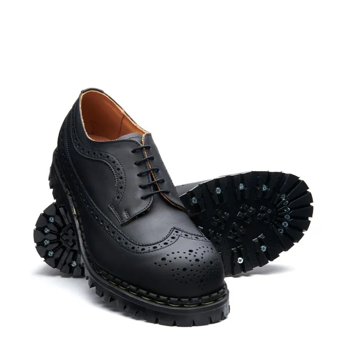 MenWomen Solovair Steel Toe Shoes Black Greasy Steel Toe American Brogue Shoe