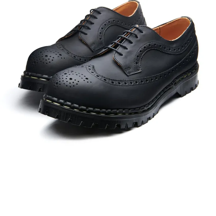 MenWomen Solovair Steel Toe Shoes Black Greasy Steel Toe American Brogue Shoe