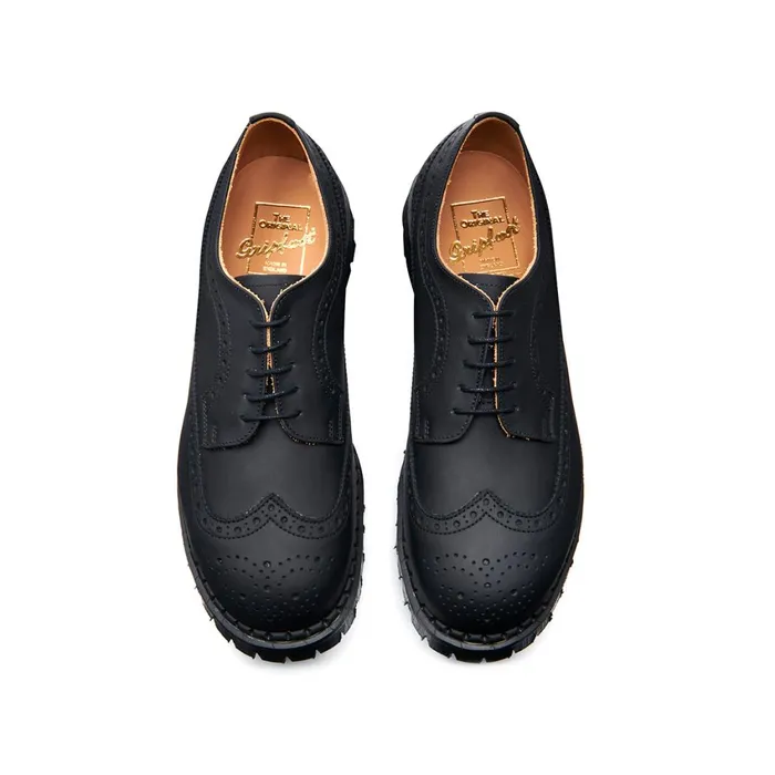 MenWomen Solovair Steel Toe Shoes Black Greasy Steel Toe American Brogue Shoe