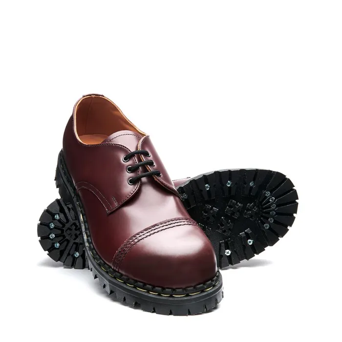 MenWomen Solovair Steel Toe Shoes Oxblood HiShine Steel Toe Capped Gibson Shoe