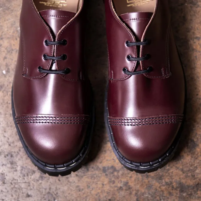 MenWomen Solovair Steel Toe Shoes Oxblood HiShine Steel Toe Capped Gibson Shoe