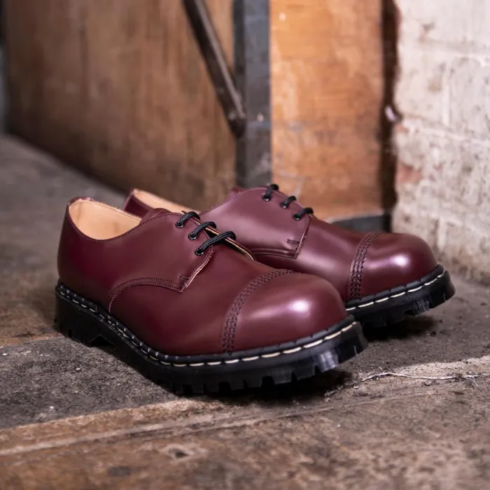 MenWomen Solovair Steel Toe Shoes Oxblood HiShine Steel Toe Capped Gibson Shoe