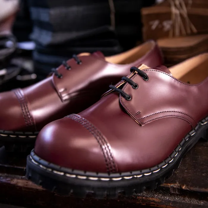 MenWomen Solovair Steel Toe Shoes Oxblood HiShine Steel Toe Capped Gibson Shoe