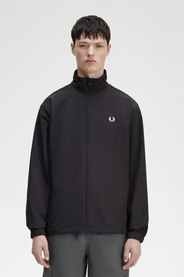 Men Woven Track Jacket Black Fred Perry Coats and Jackets