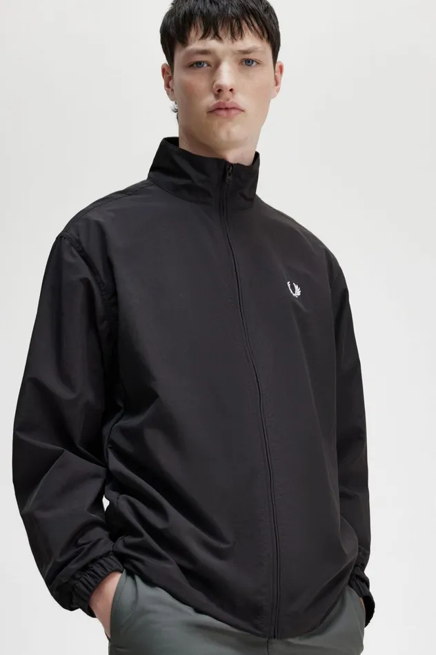Men Woven Track Jacket Black Fred Perry Coats and Jackets