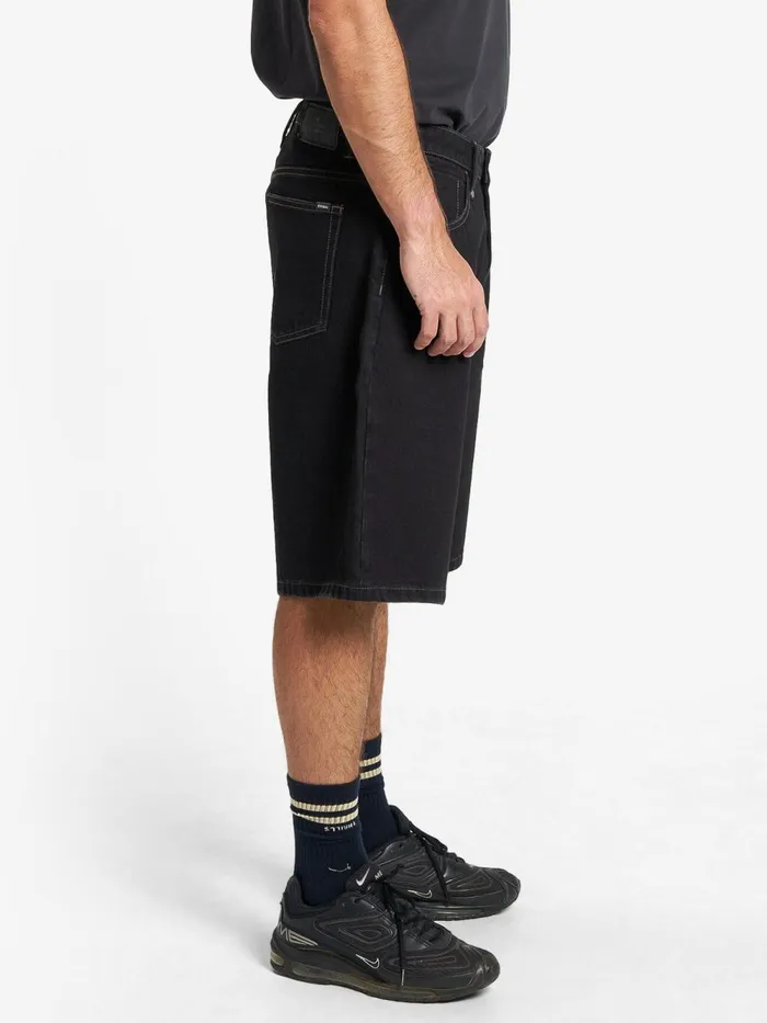 Mens Big Slacker Denim Short Black Rinse Thrills Denim Shorts