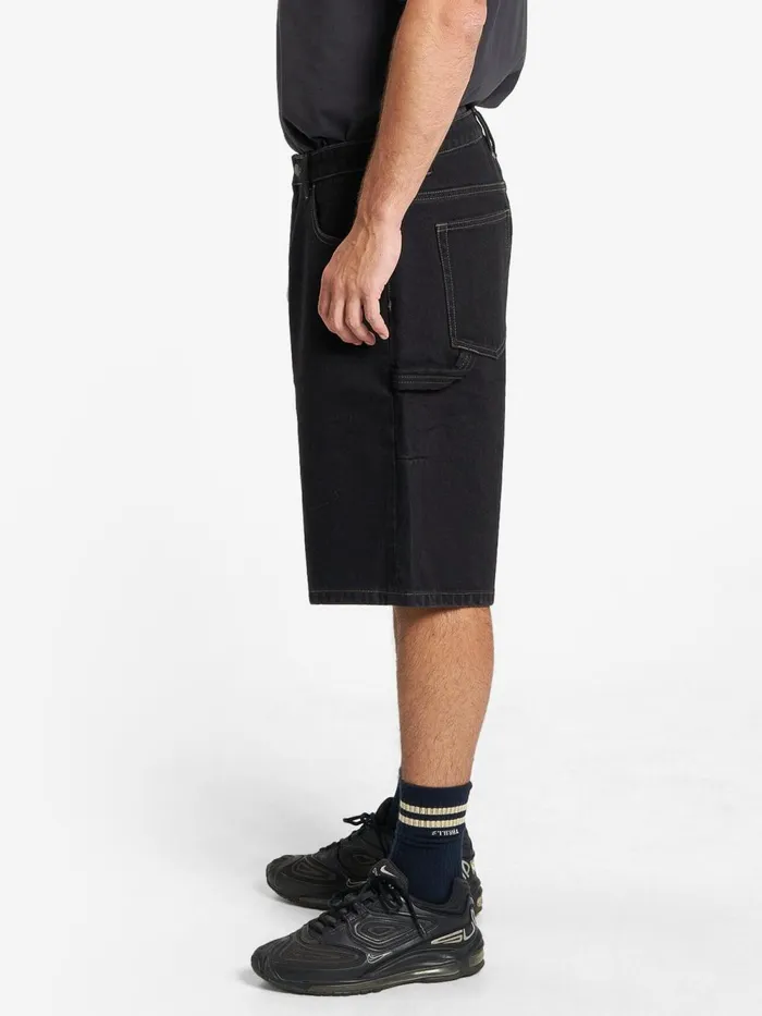 Mens Big Slacker Denim Short Black Rinse Thrills Denim Shorts