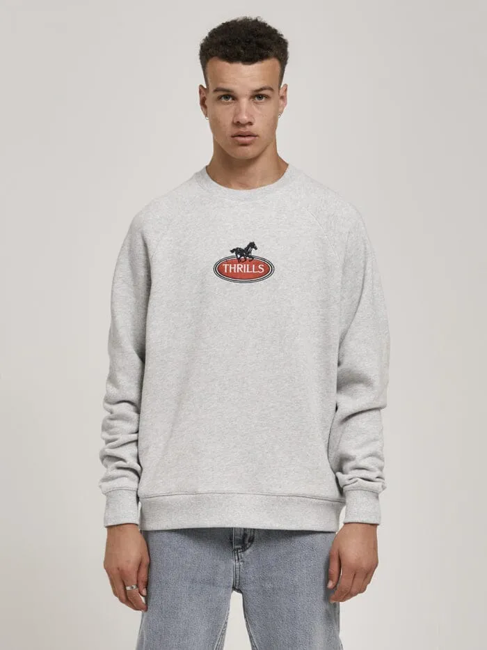 Mens Chariot Oval Oversize Raglan Crew Snow Marle Thrills Sweaters and Fleece