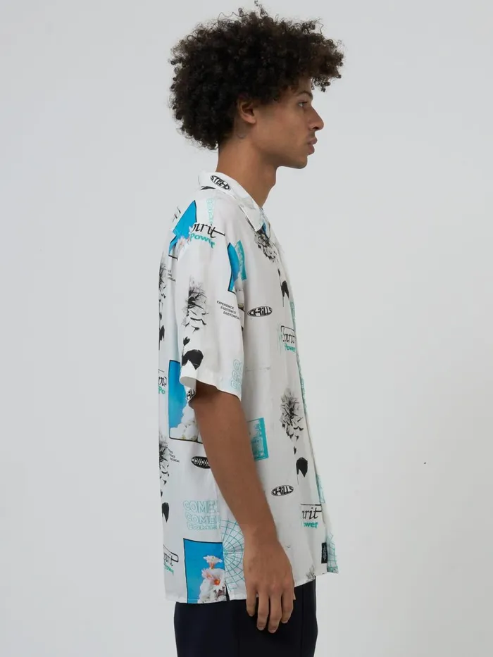 Mens Cultivate Gravitate Bowling Shirt Dirty White Thrills Shirts