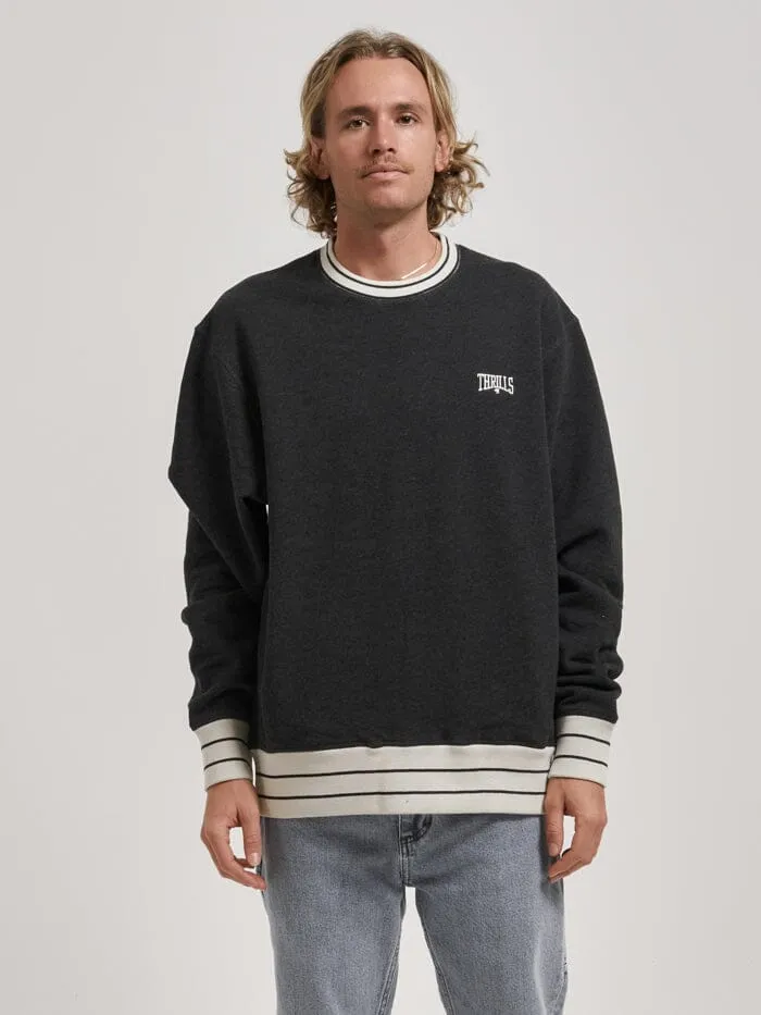 Mens Hell Week Oversize Crew Black Heather Thrills Sweaters and Fleece