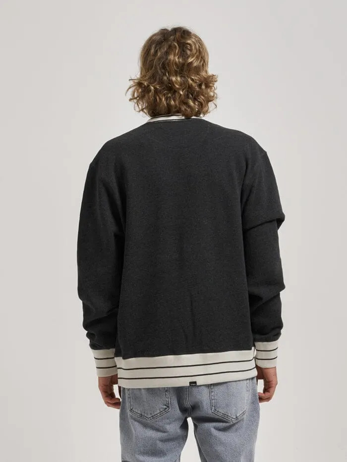 Mens Hell Week Oversize Crew Black Heather Thrills Sweaters and Fleece