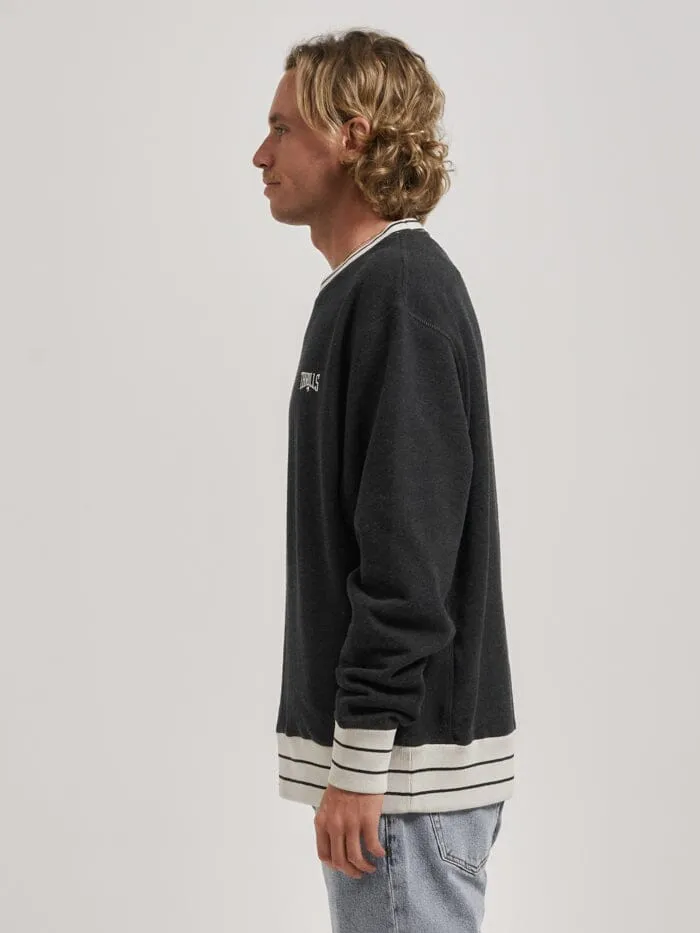 Mens Hell Week Oversize Crew Black Heather Thrills Sweaters and Fleece