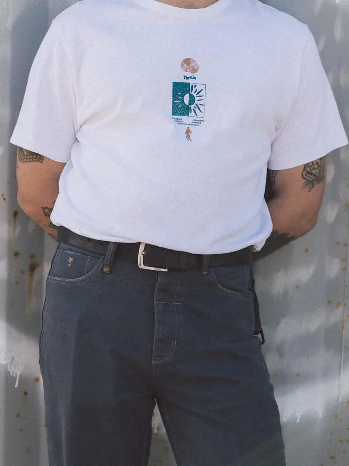 Mens Hemp Existencial Merch Fit Tee Lucent White Thrills Tees and Tank Tops