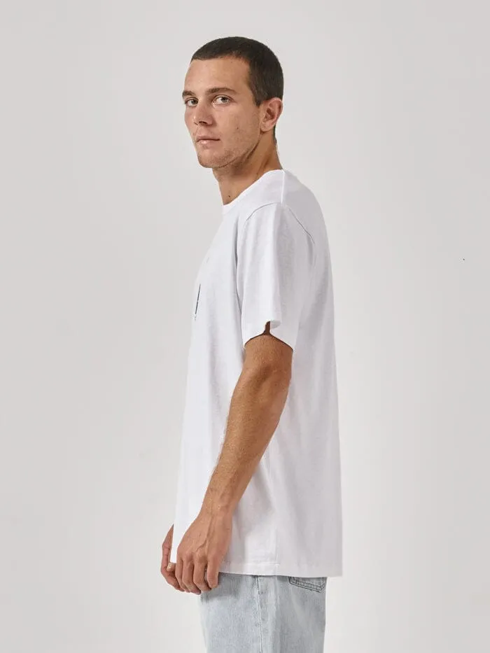 Mens Hemp Existencial Merch Fit Tee Lucent White Thrills Tees and Tank Tops