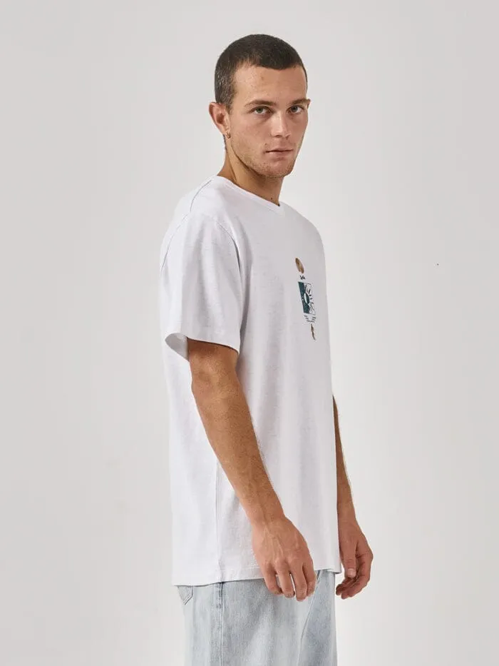 Mens Hemp Existencial Merch Fit Tee Lucent White Thrills Tees and Tank Tops