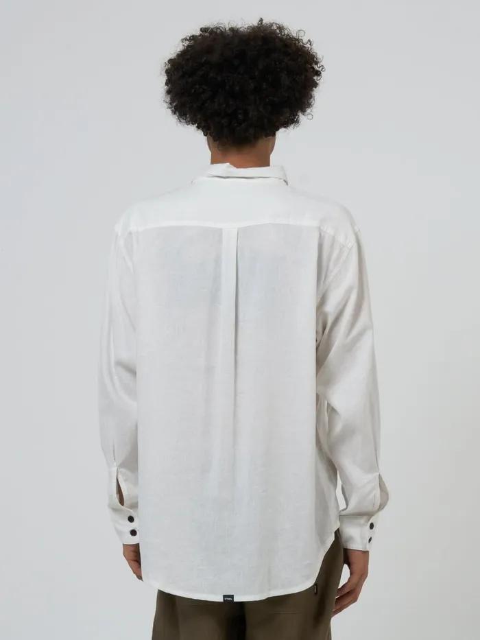 Mens Hemp Minimal Oversize Long Sleeve Shirt Dirty White Thrills Shirts