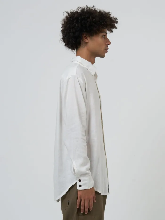 Mens Hemp Minimal Oversize Long Sleeve Shirt Dirty White Thrills Shirts
