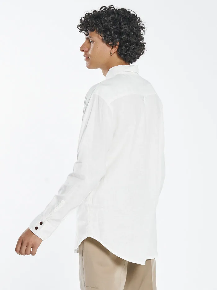 Mens Hemp Minimal Oversized Long Sleeve Shirt Dirty White Thrills Shirts