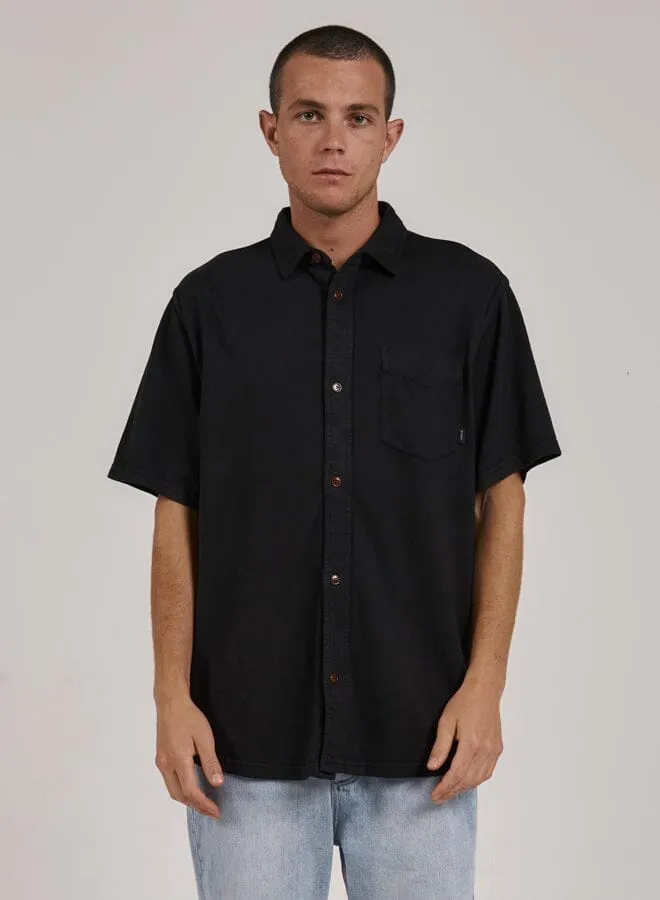Mens Hemp Oversized Short Sleeve Jersey Shirt Black Thrills Shirts
