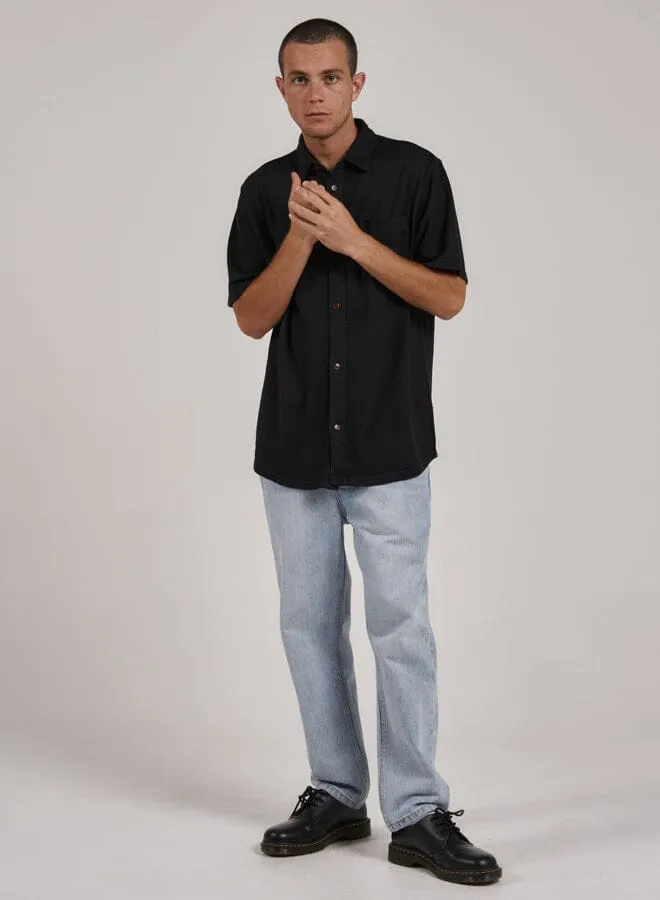 Mens Hemp Oversized Short Sleeve Jersey Shirt Black Thrills Shirts