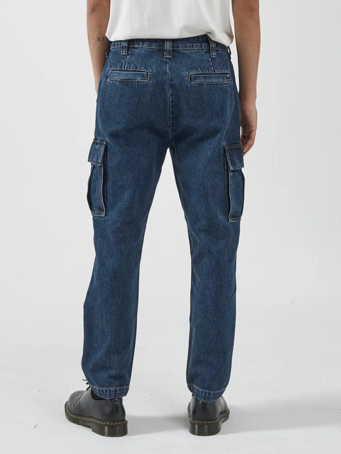 Mens Slacker Denim Cargo Jean Dark Rinse Blue Thrills Denim