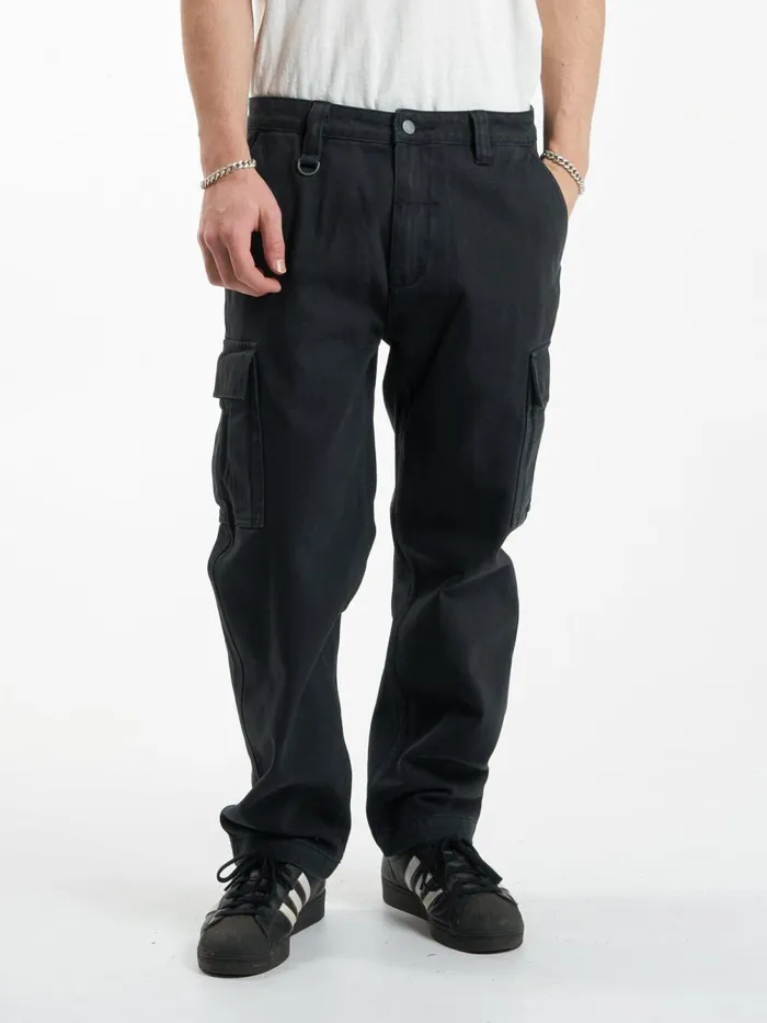 Mens Slacker Denim Cargo Jean Dusk Black Thrills Denim
