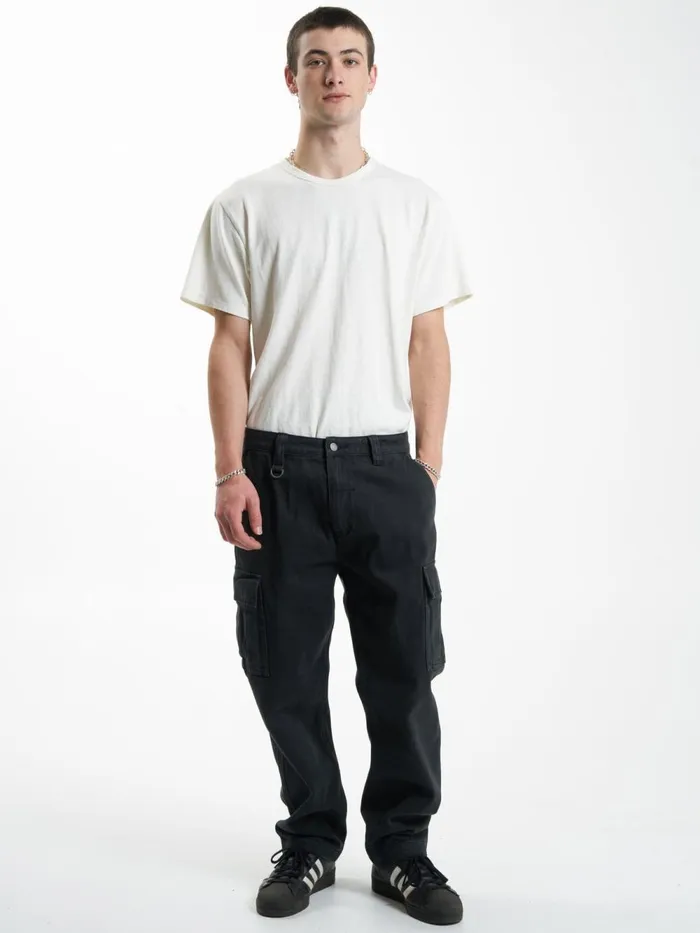 Mens Slacker Denim Cargo Jean Dusk Black Thrills Denim