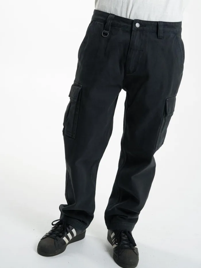 Mens Slacker Denim Cargo Jean Dusk Black Thrills Denim