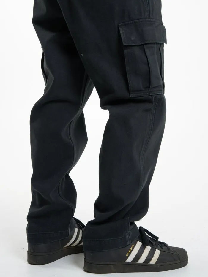 Mens Slacker Denim Cargo Jean Dusk Black Thrills Denim