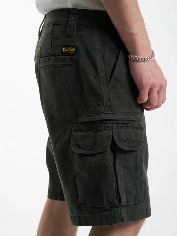 Mens Slacker Union Cargo Short Oil Green Thrills Shorts