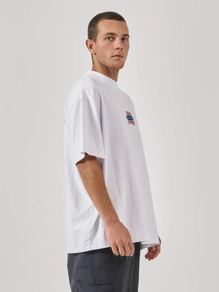 Mens Spirit World Box Fit Oversize Tee White Thrills Tees and Tank Tops