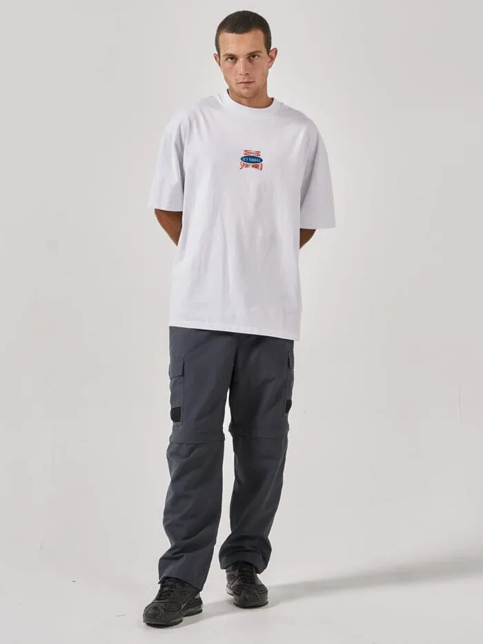 Mens Spirit World Box Fit Oversize Tee White Thrills Tees and Tank Tops