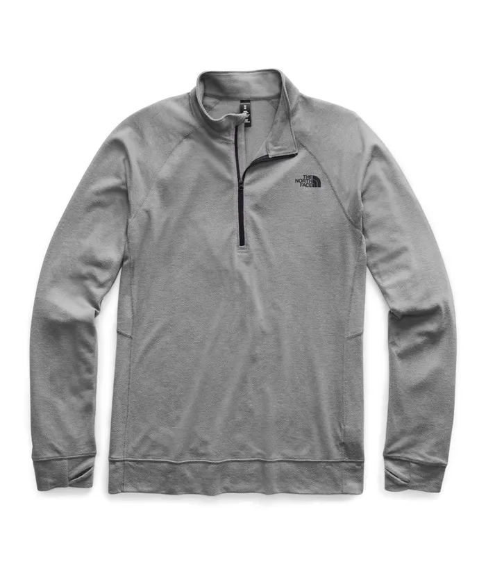 Mens Warm Wool Blend LongSleeve Zip Neck Tnf Medium Grey Heather The North Face Baselayers