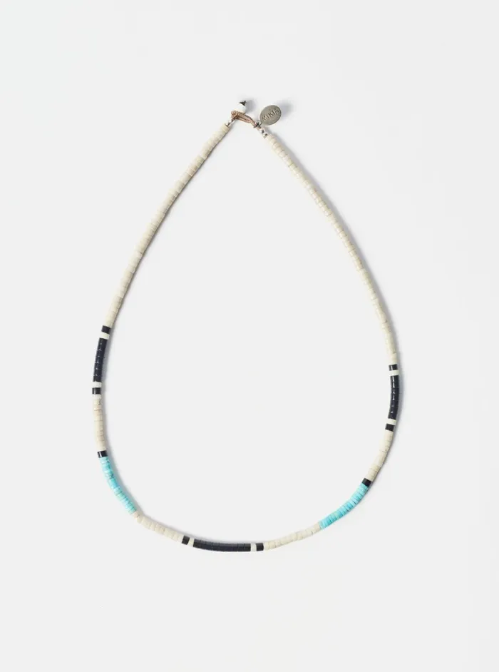 Mikia Heishi Bead Necklace In JasperTurqoise Fossil Men Universal Works Jewellery