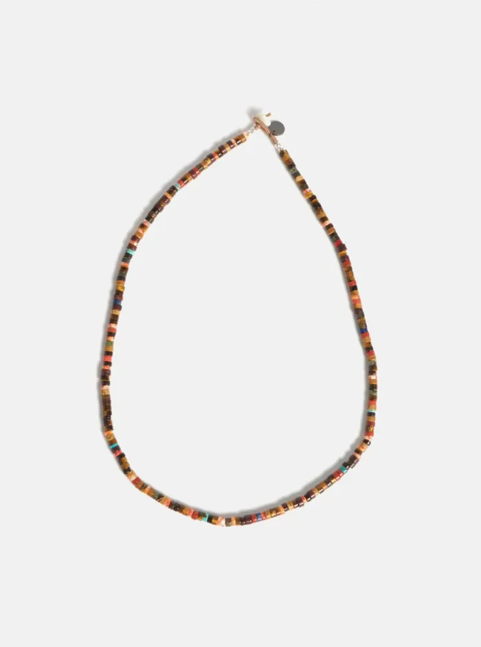 Mikia Heishi Beads Necklace In Brown Multi JasperSpone CoralYellow T Men Universal Works Jewellery