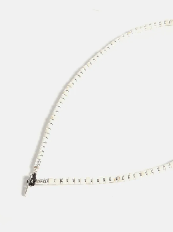 Mikia Heishi Necklace In MagnesiteHematiteSterling Silver Men Universal Works Jewellery