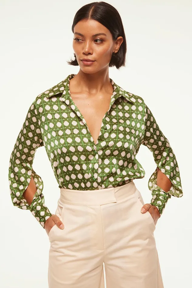 MISA Los Angeles CELINE TOP Rattan Tile Women Tops