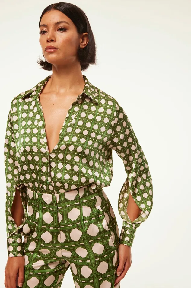 MISA Los Angeles CELINE TOP Rattan Tile Women Tops