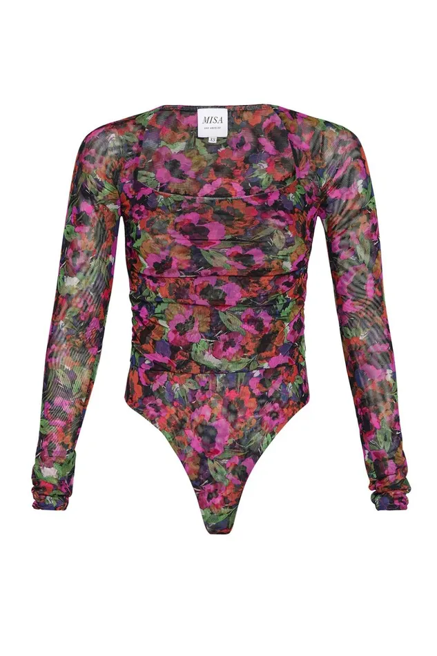 MISA Los Angeles HAYWORTH BODYSUIT Jewel Tone Flora Women Tops