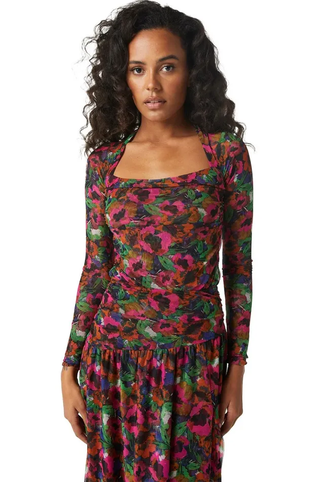 MISA Los Angeles HAYWORTH BODYSUIT Jewel Tone Flora Women Tops