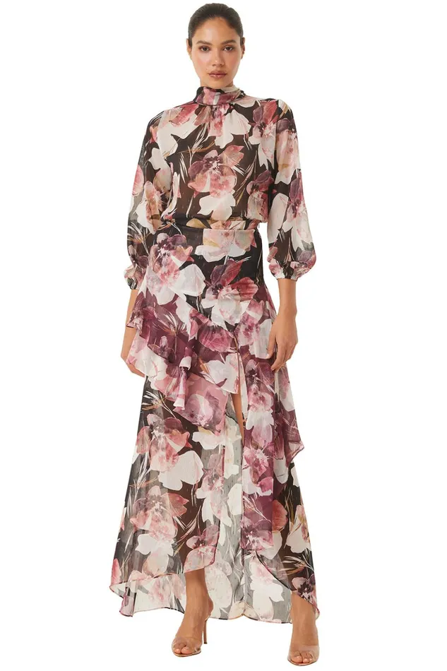 MISA Los Angeles LULU TOP Flora Tropical Black Women Tops