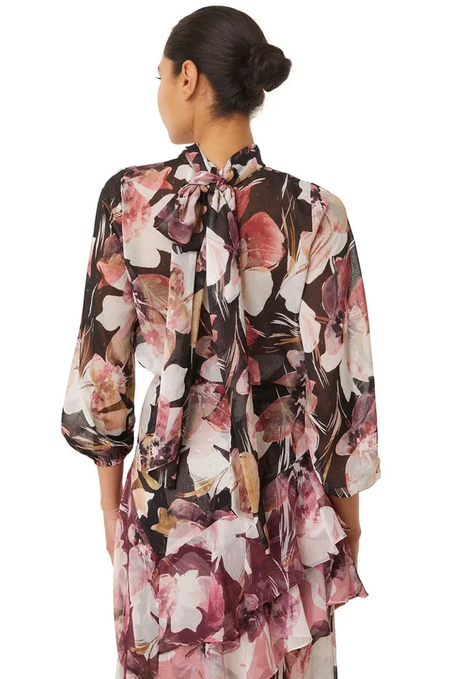 MISA Los Angeles LULU TOP Flora Tropical Black Women Tops