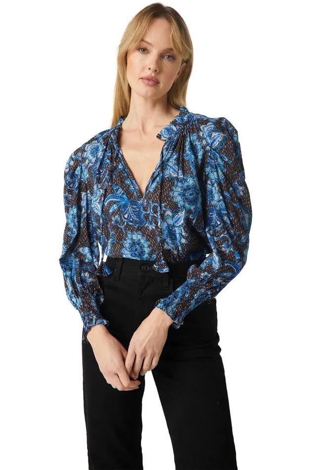 MISA Los Angeles SIENA TOP Blue Sunflower Women Tops